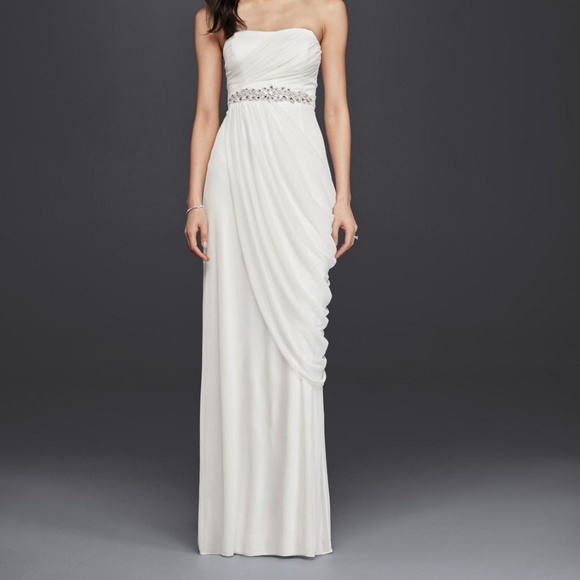 Sheath Wedding Dress with Beading and Side Drape - Picture 1 of 4